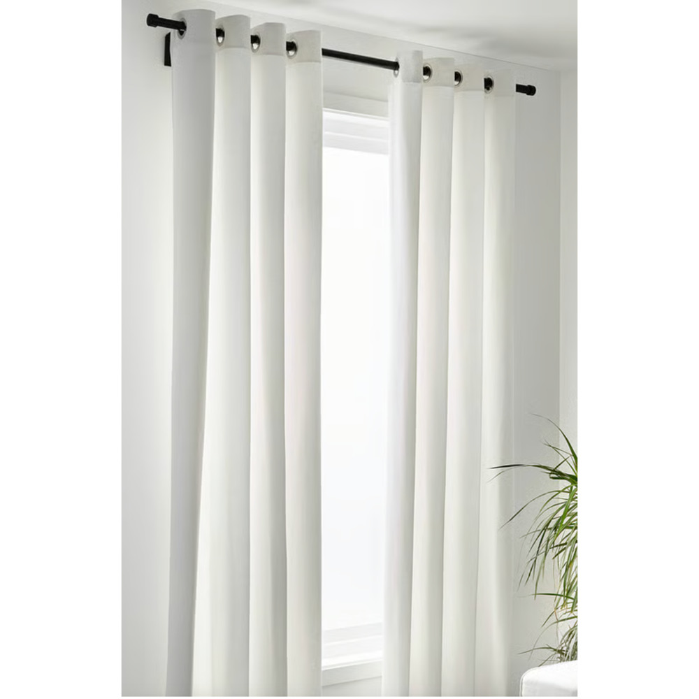 IKEA MERETE Room Darkening Curtains – White | 2 Panels 57” x 98” | Grommet Top